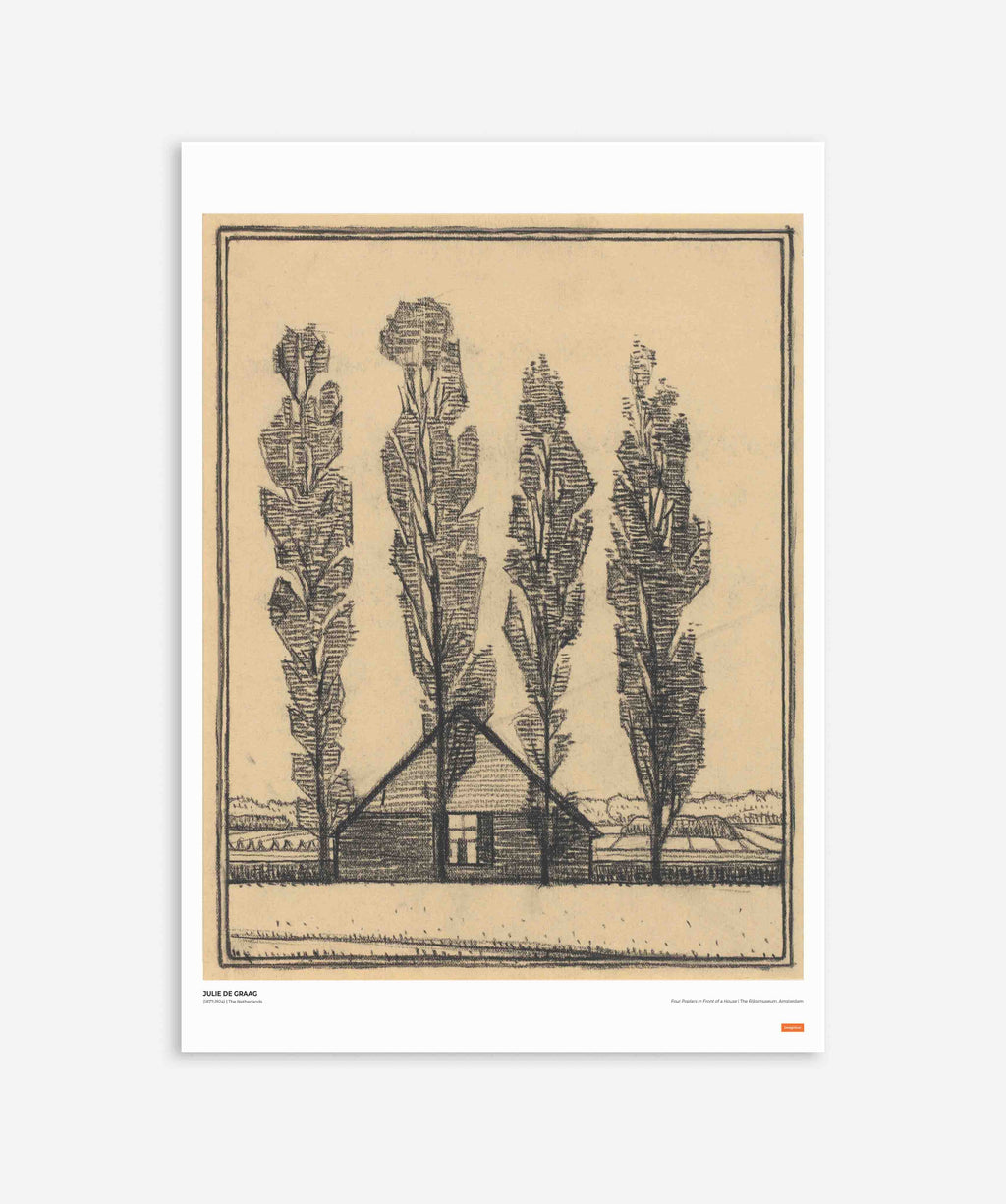 Julie de Graag - Four Poplars in Front of a House Poster