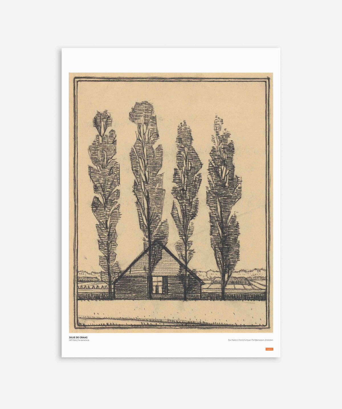 Julie de Graag - Four Poplars in Front of a House Poster