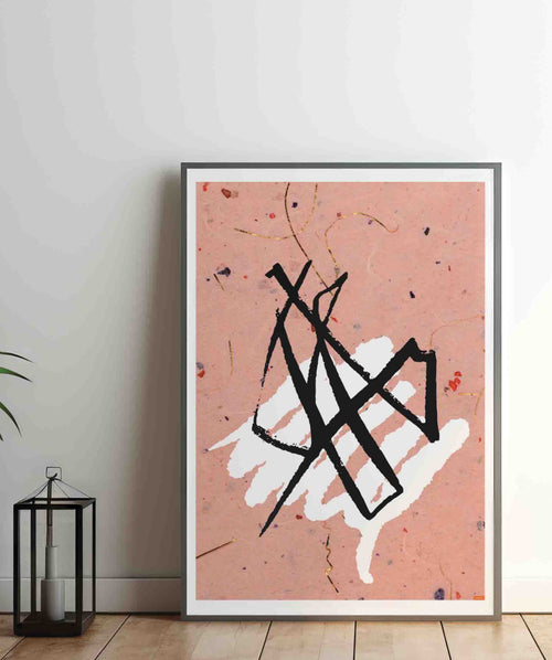 Bohemian Abstract Brush Strokes Pink Poster