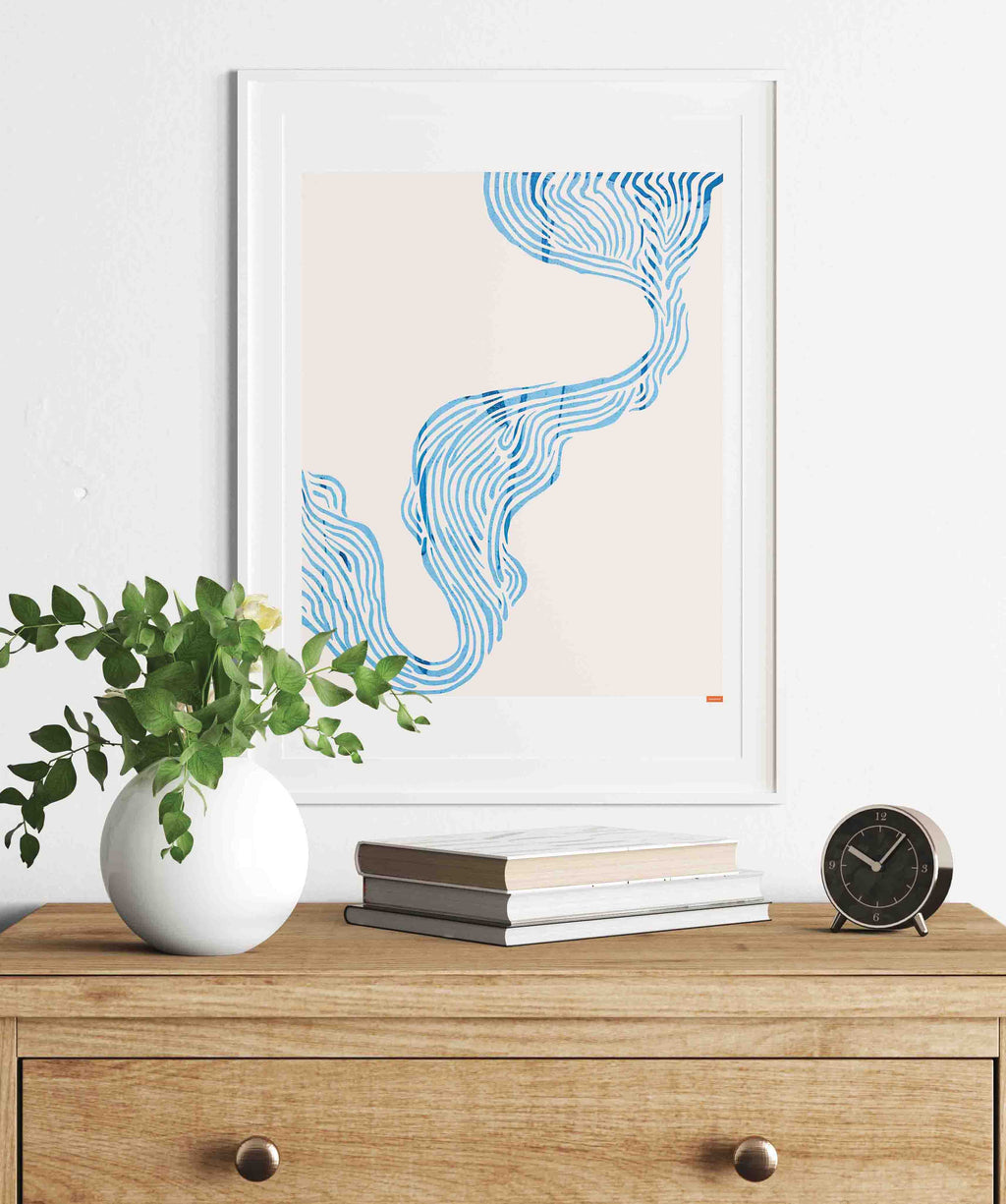 Bohemian Abstract Blue Lines Poster