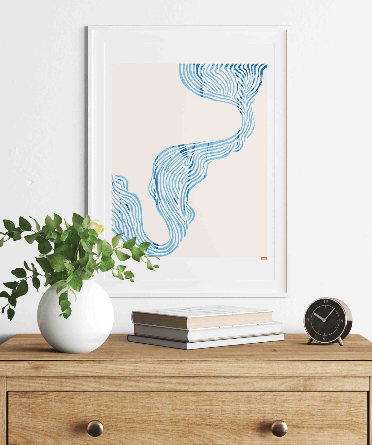 Bohemian Abstract Blue Lines Poster