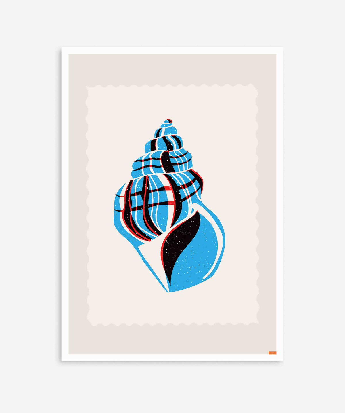 Blue Seashell Screen Print Poster