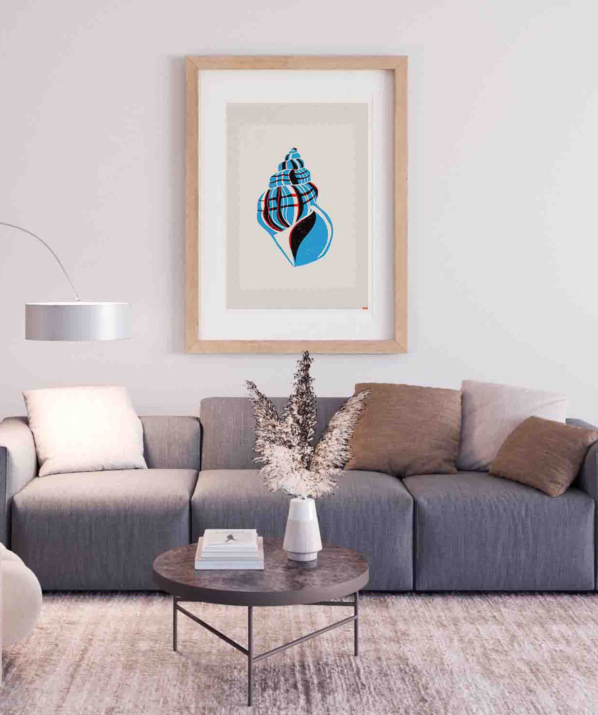 Blue Seashell Screen Print Poster