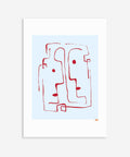 Abstract Two Faces – Blue Minimalist Art Poster