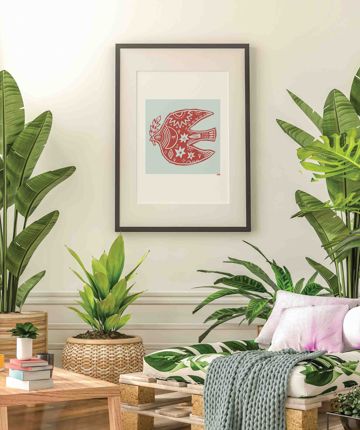 Scandinavian Folk Art Bird Poster