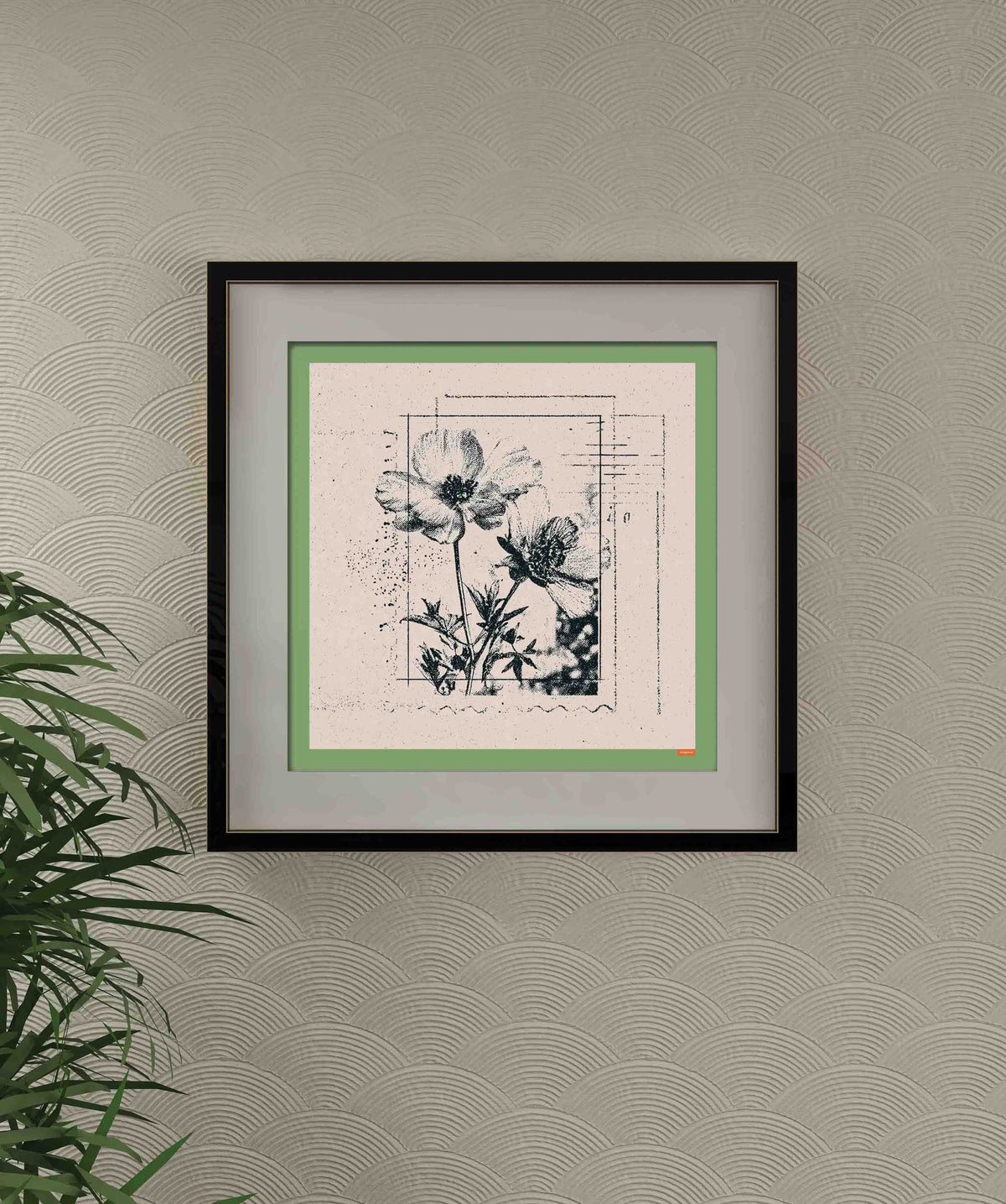 Vintage Black Flower Botanical Etching Poster