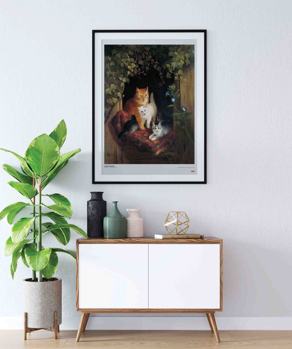 Henriëtte Ronner - Cat with Kittens Poster
