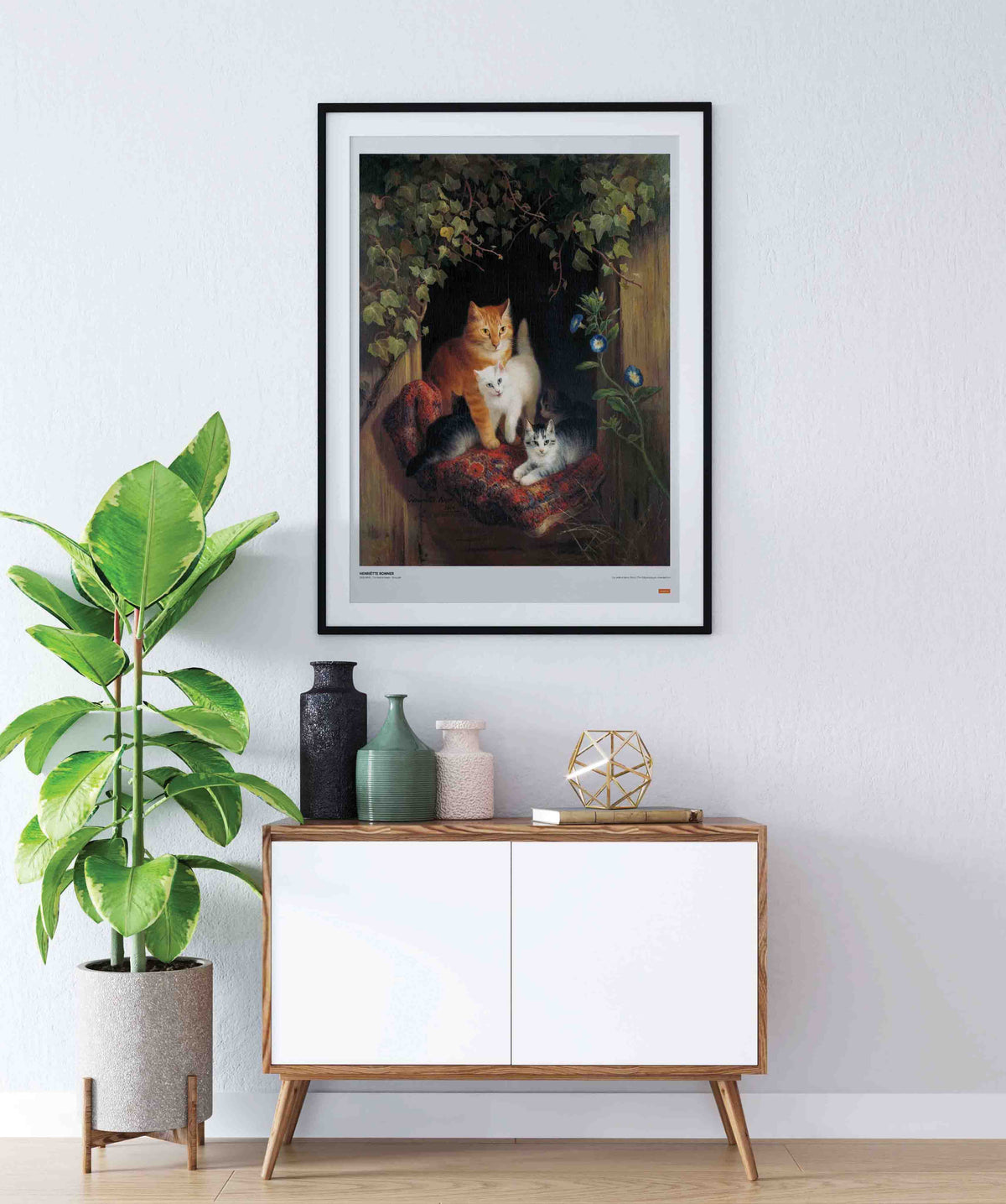 Henriëtte Ronner - Cat with Kittens Poster