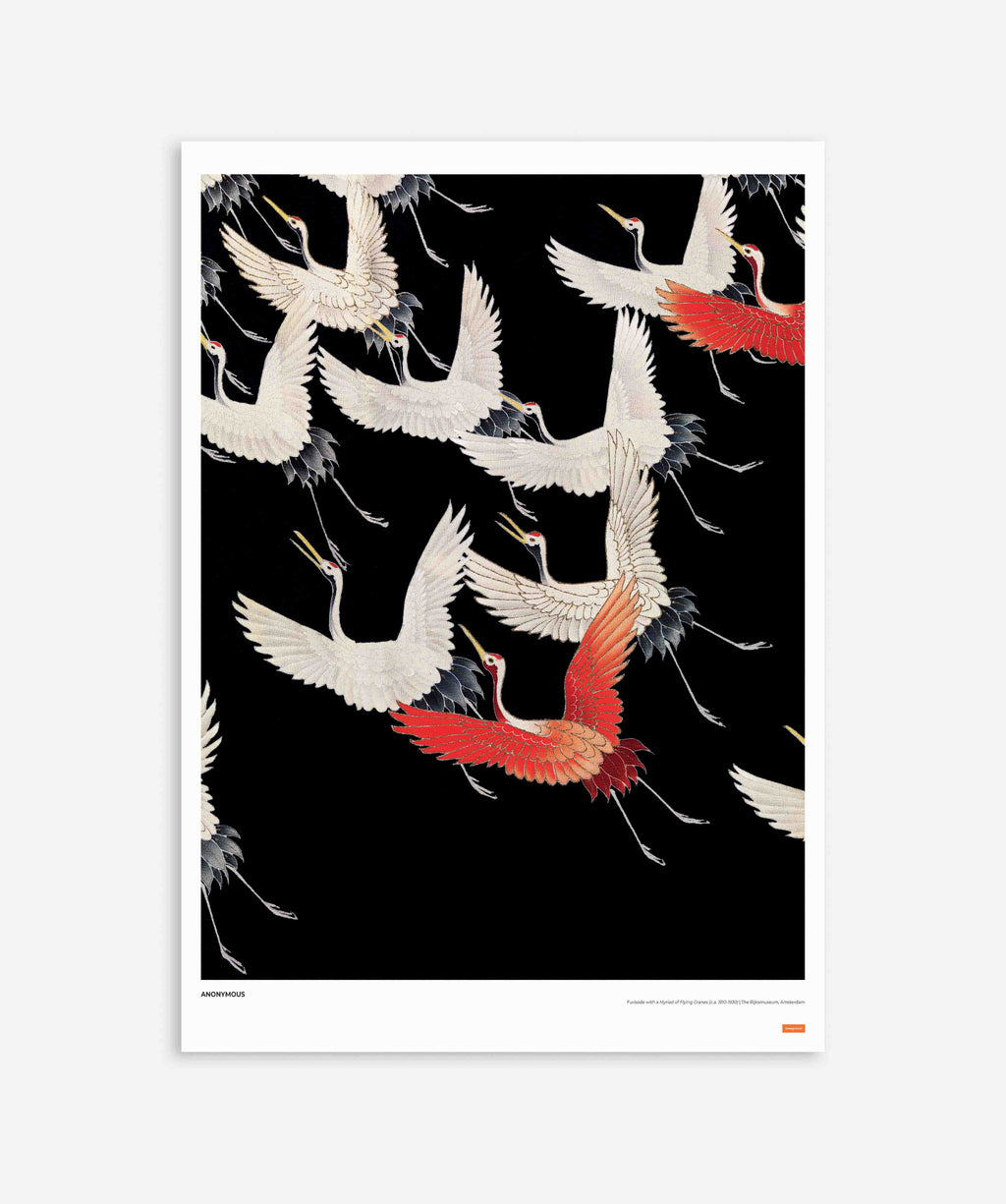 Anonymous - Furisode with a Myriad of Flying Cranes Poster