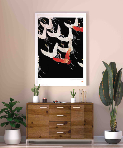 Anonymous - Furisode with a Myriad of Flying Cranes Poster